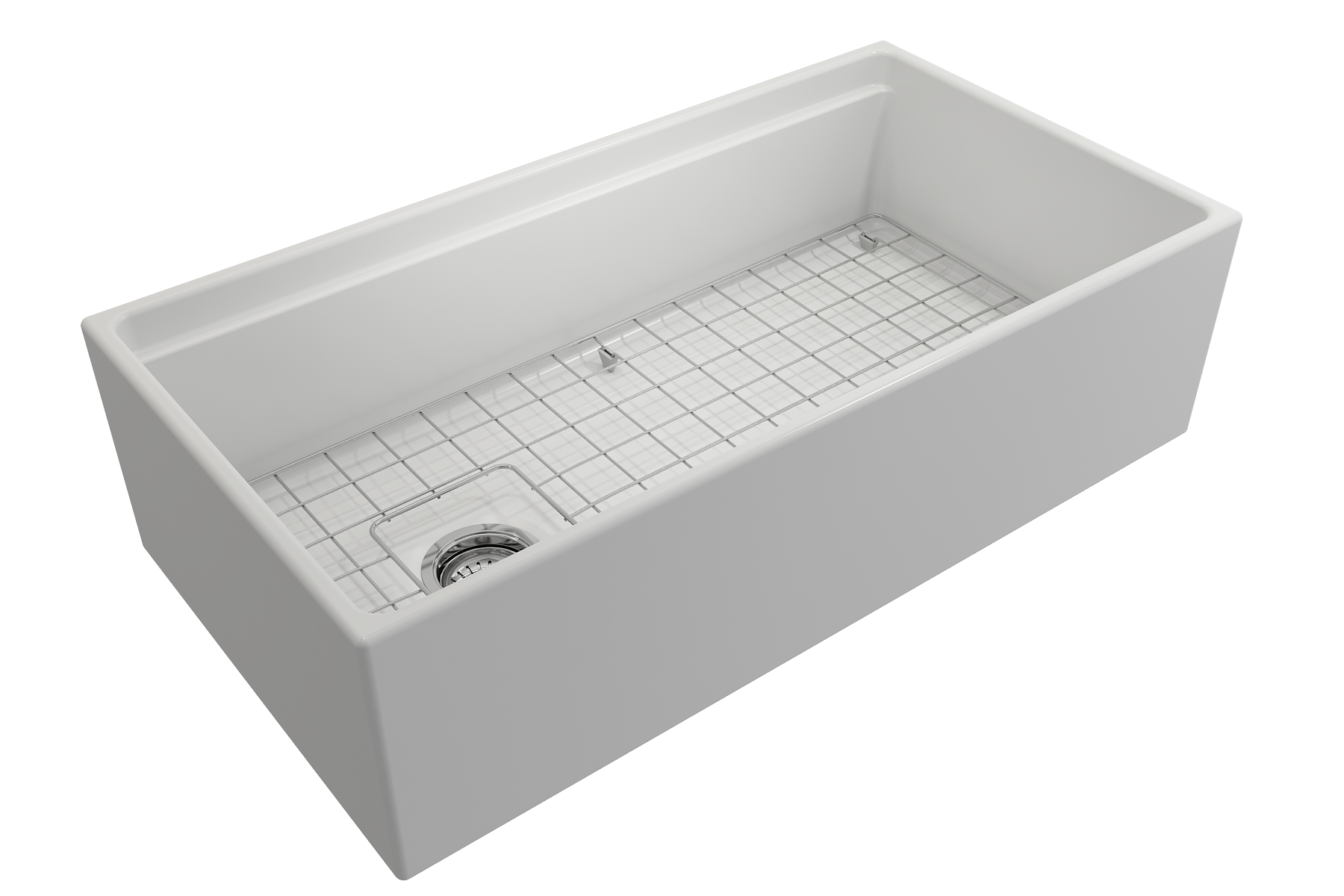 Contempo Step-Rim Apron Front Fireclay 36 in. Single Bowl Kitchen Sink with Integrated Work Station & Accessories 1505