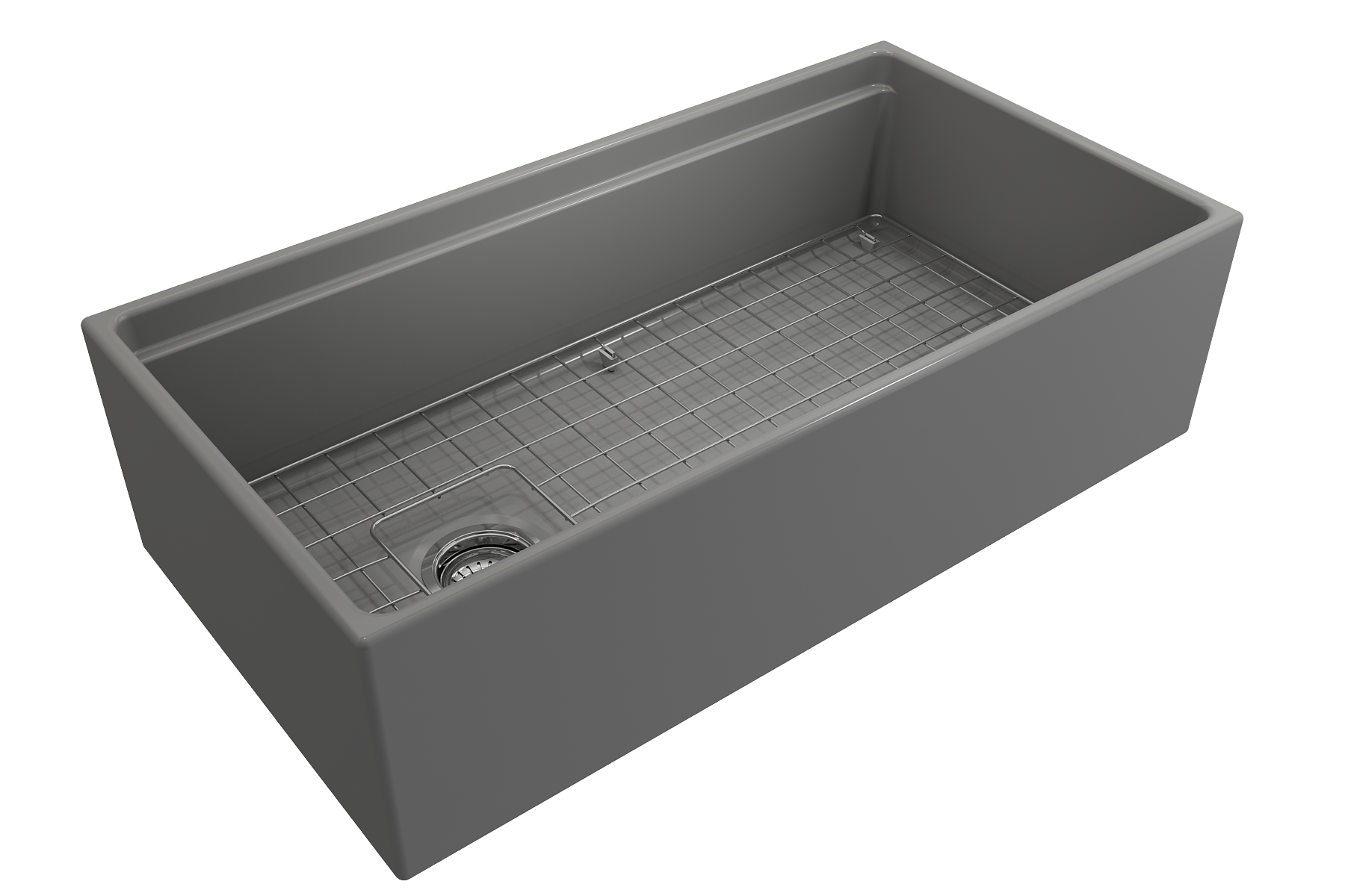 Contempo Step-Rim Apron Front Fireclay 36 in. Single Bowl Kitchen Sink with Integrated Work Station & Accessories 1505