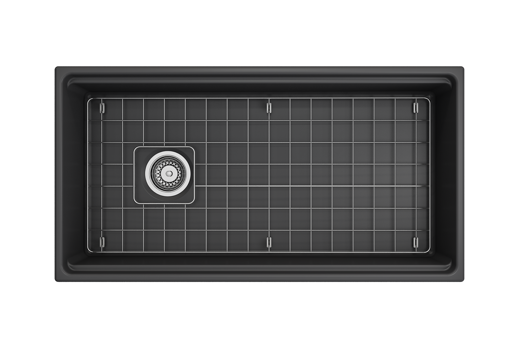 Contempo Step-Rim Apron Front Fireclay 36 in. Single Bowl Kitchen Sink with Integrated Work Station & Accessories 1505