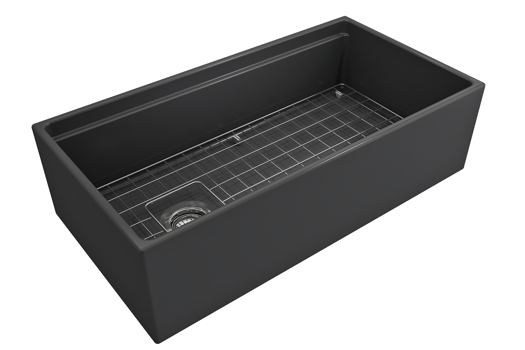 Contempo Step-Rim Apron Front Fireclay 36 in. Single Bowl Kitchen Sink with Integrated Work Station & Accessories 1505