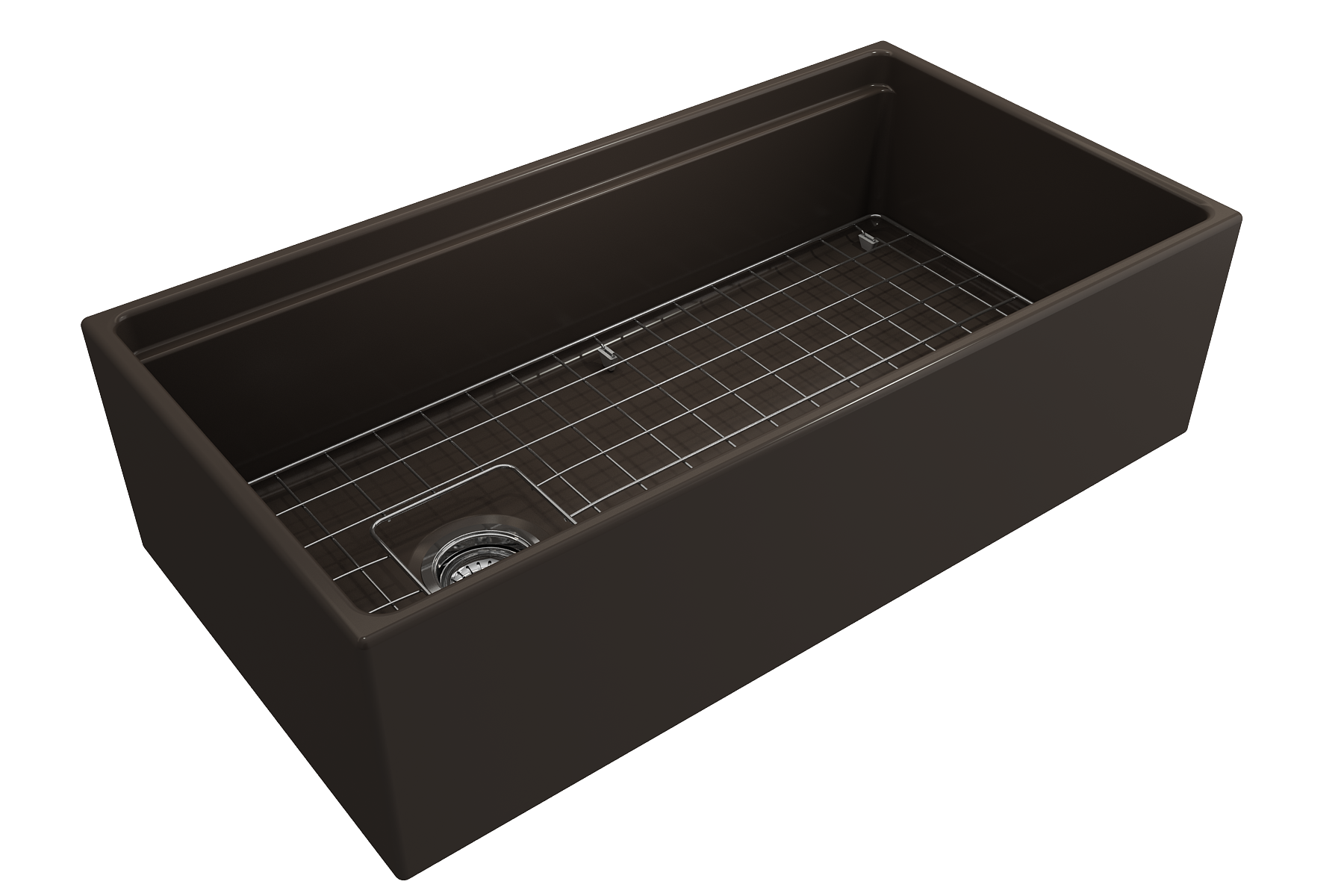 Contempo Step-Rim Apron Front Fireclay 36 in. Single Bowl Kitchen Sink with Integrated Work Station & Accessories 1505