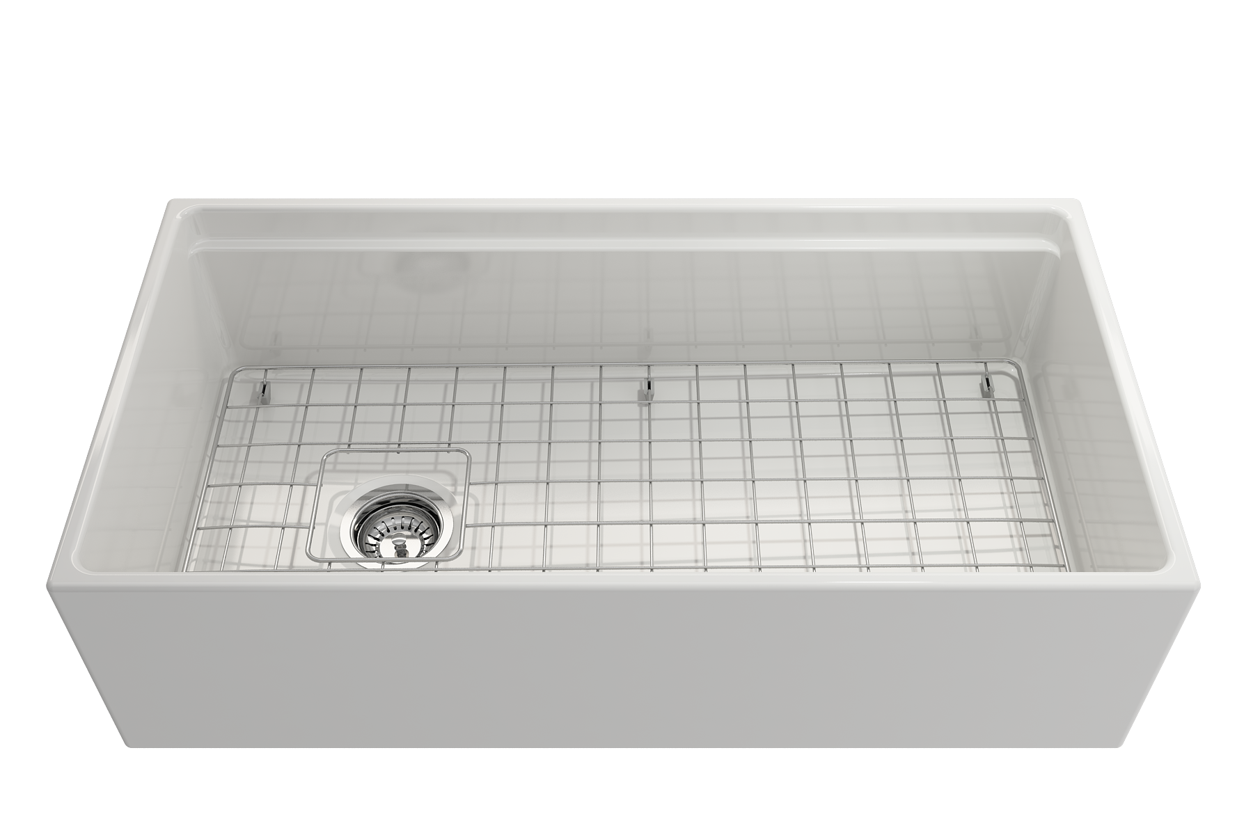 Contempo Step-Rim Apron Front Fireclay 36 in. Single Bowl Kitchen Sink with Integrated Work Station & Accessories 1505