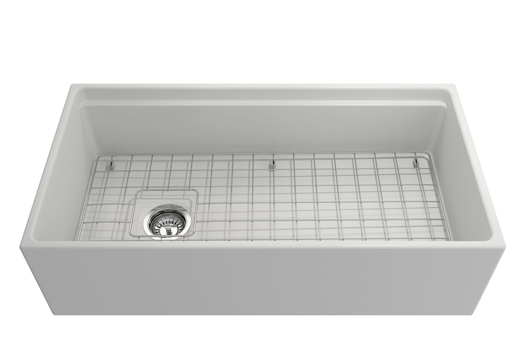 Contempo Step-Rim Apron Front Fireclay 36 in. Single Bowl Kitchen Sink with Integrated Work Station & Accessories 1505