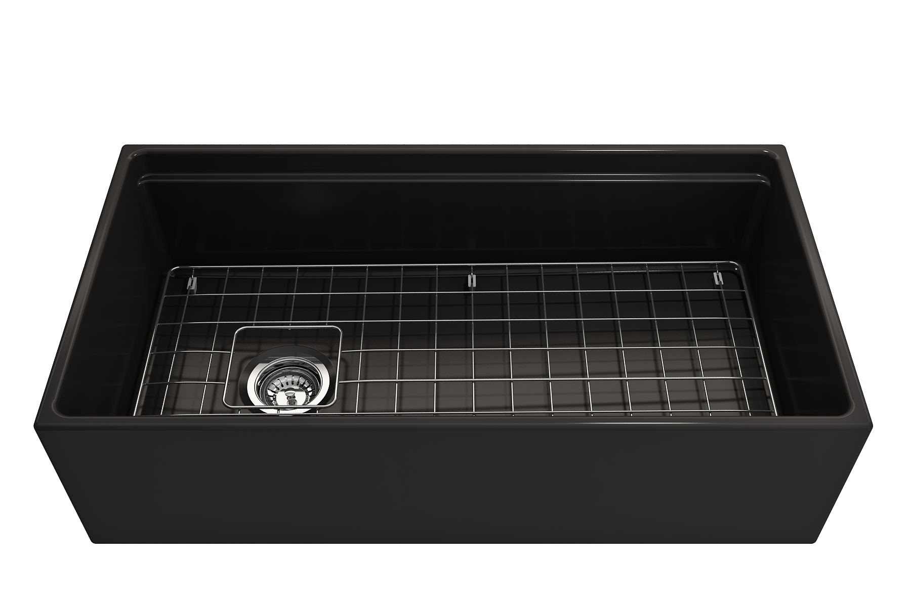 Contempo Step-Rim Apron Front Fireclay 36 in. Single Bowl Kitchen Sink with Integrated Work Station & Accessories 1505