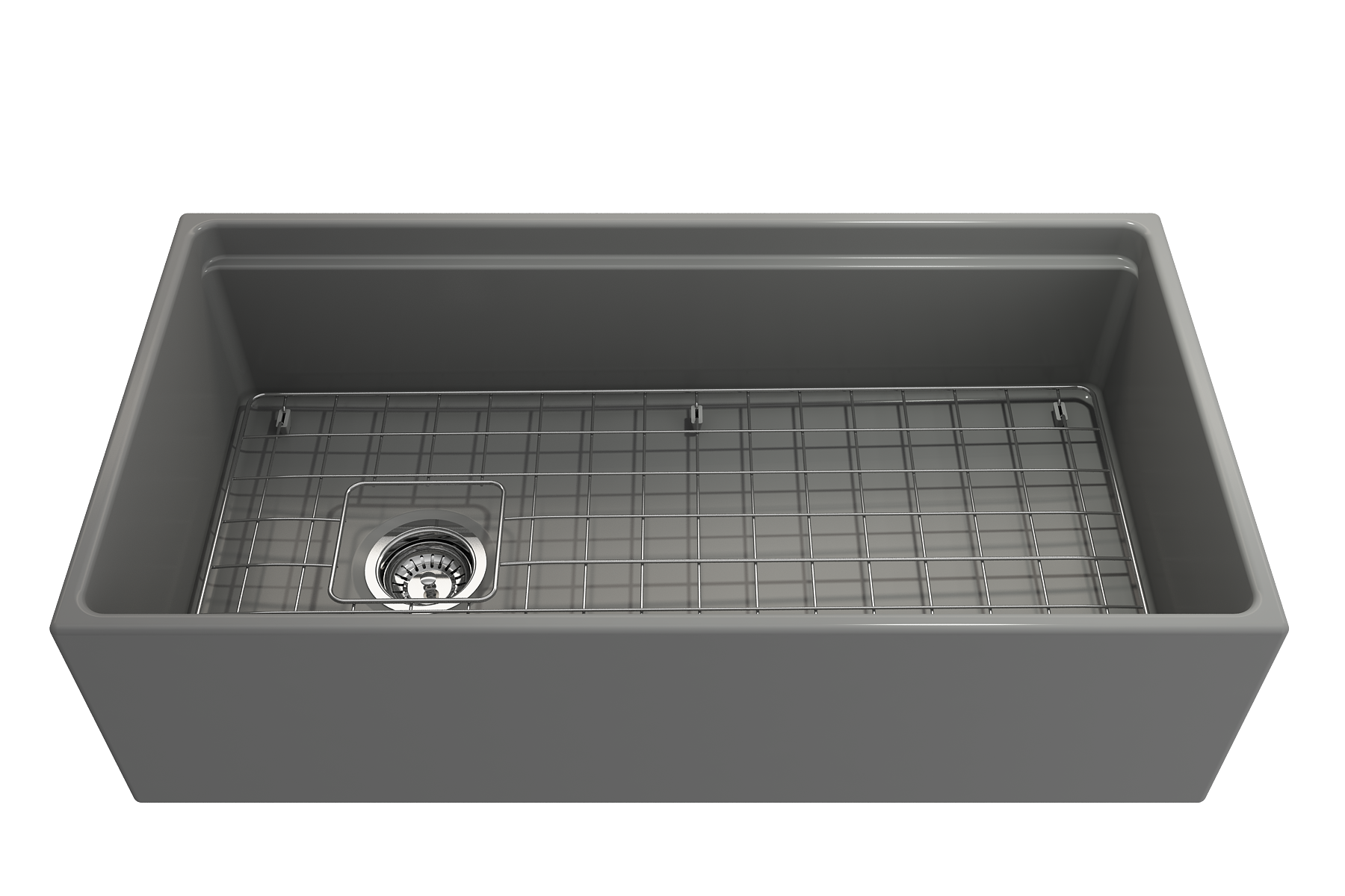 Contempo Step-Rim Apron Front Fireclay 36 in. Single Bowl Kitchen Sink with Integrated Work Station & Accessories 1505