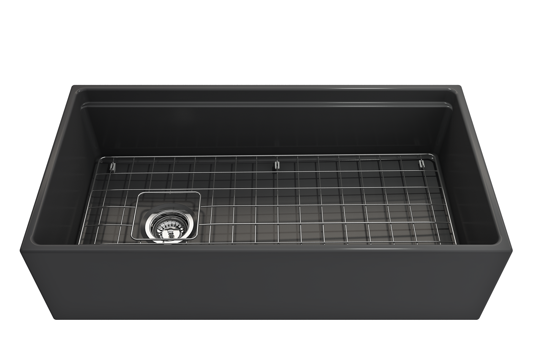 Contempo Step-Rim Apron Front Fireclay 36 in. Single Bowl Kitchen Sink with Integrated Work Station & Accessories 1505