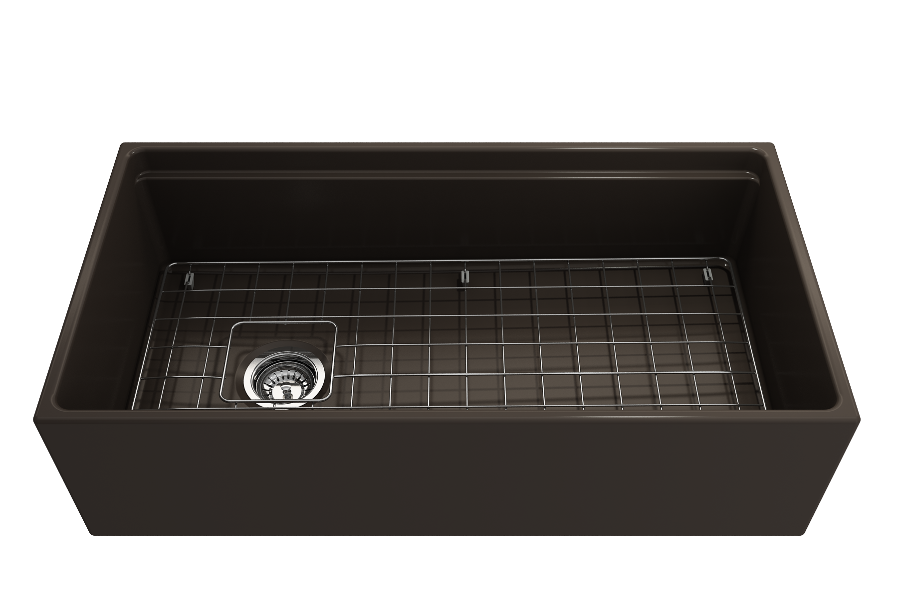 Contempo Step-Rim Apron Front Fireclay 36 in. Single Bowl Kitchen Sink with Integrated Work Station & Accessories 1505