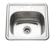 Houzer Hospitality 15 inch Stainless Steel Drop-in Topmount 2-hole Bar and Prep Sink - 1515-6BS