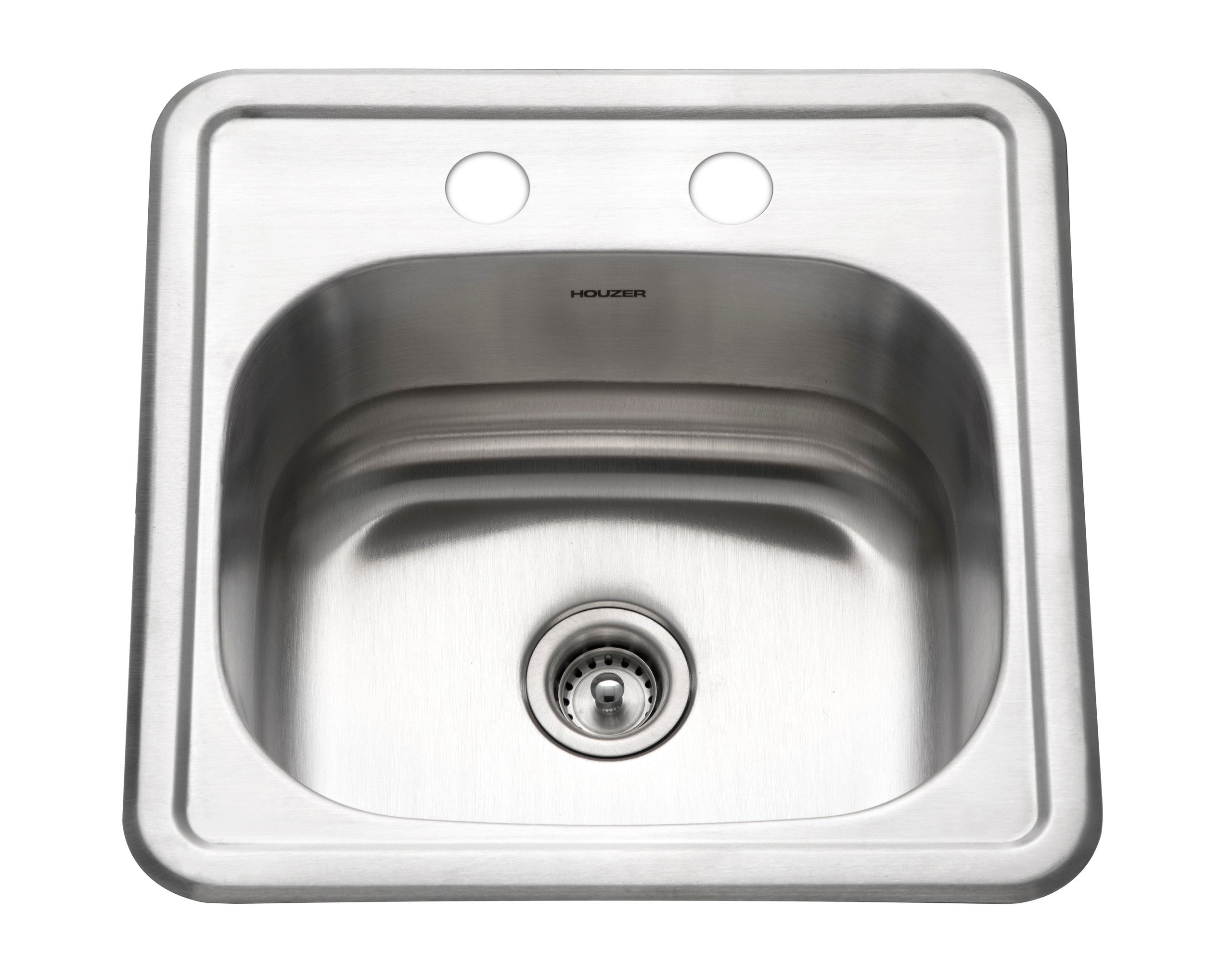Houzer Hospitality 15 inch Stainless Steel Drop-in Topmount 2-hole Bar and Prep Sink - 1515-6BS