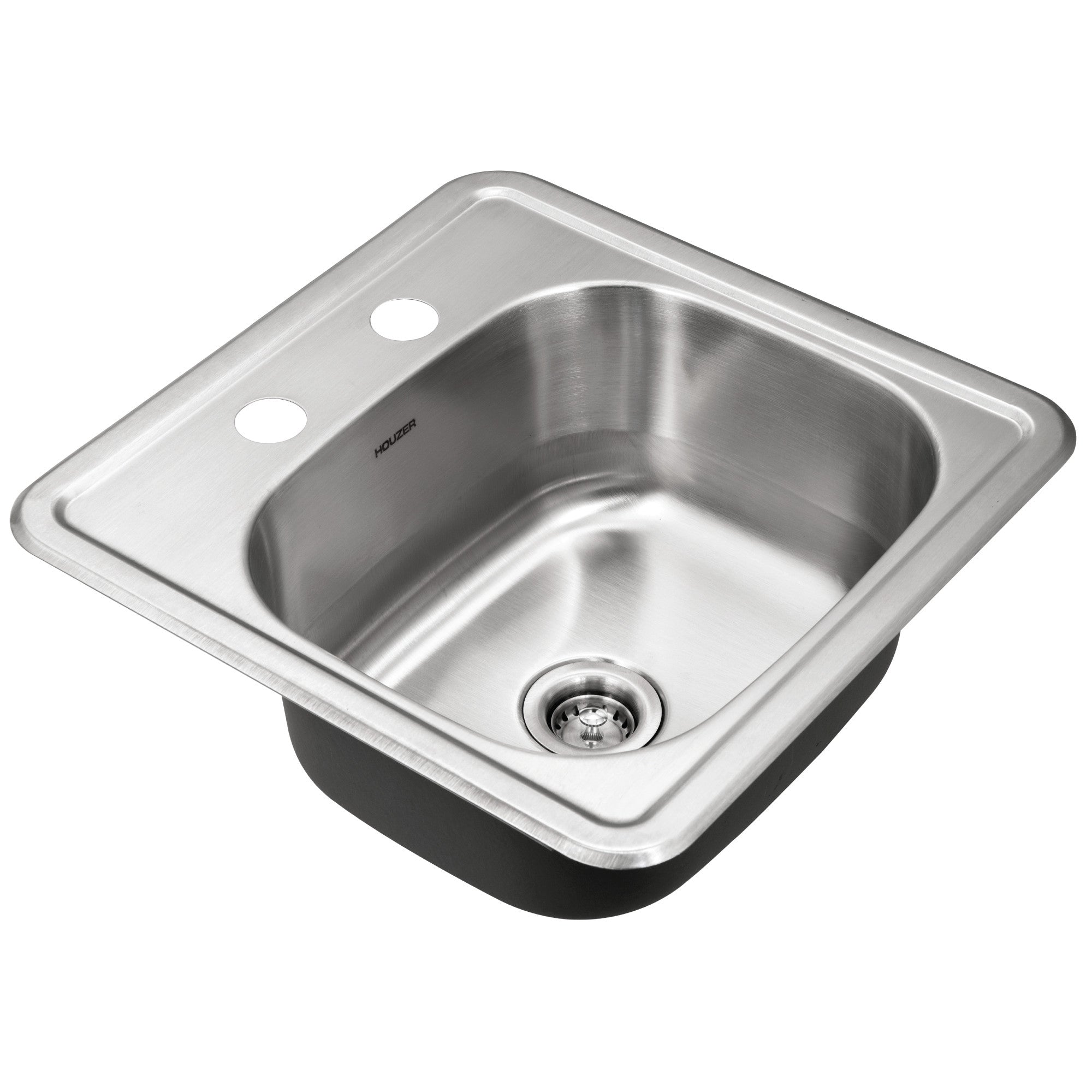 Houzer Hospitality 15 inch Stainless Steel Drop-in Topmount 2-hole Bar and Prep Sink - 1515-6BS