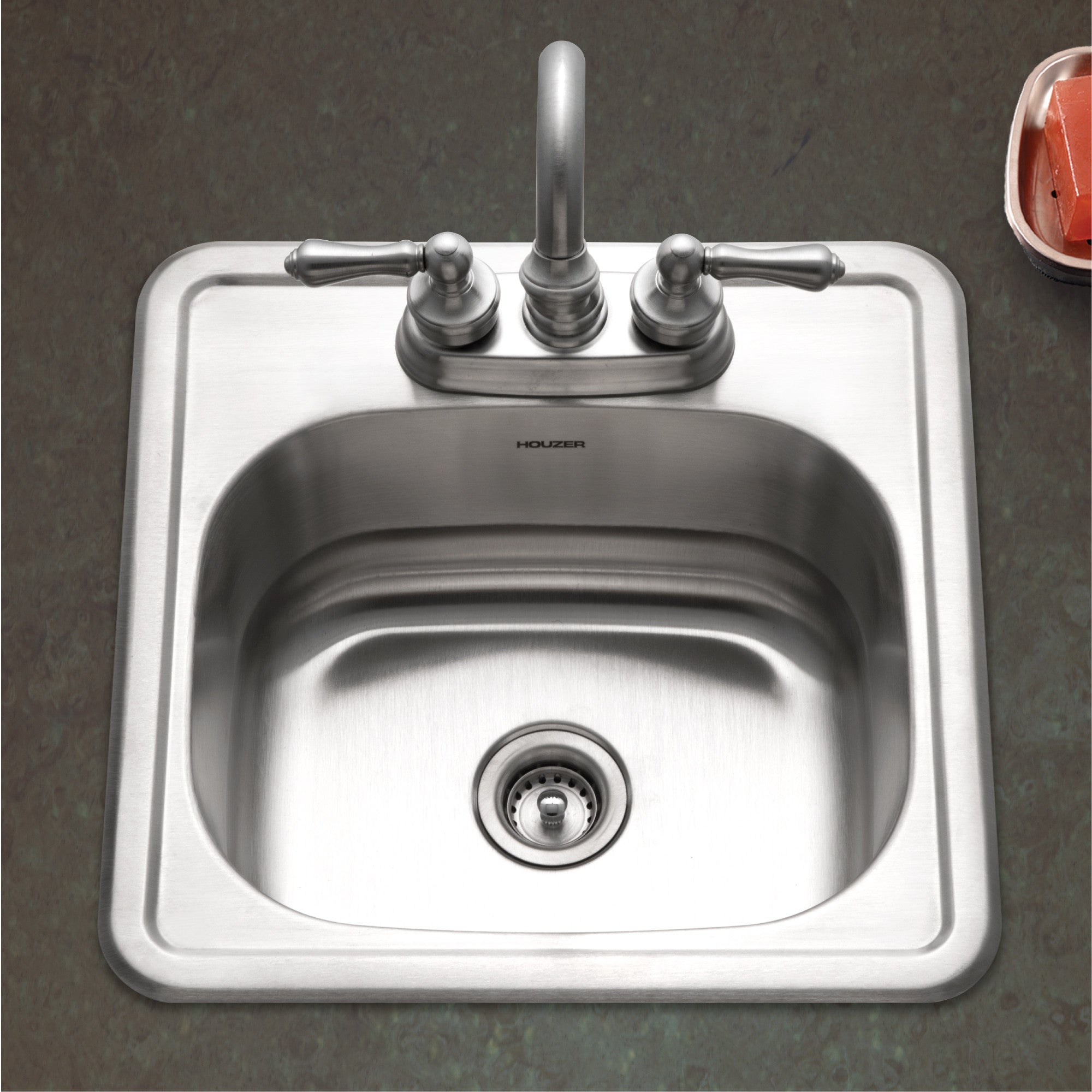 Houzer Hospitality 15 inch Stainless Steel Drop-in Topmount 2-hole Bar and Prep Sink - 1515-6BS