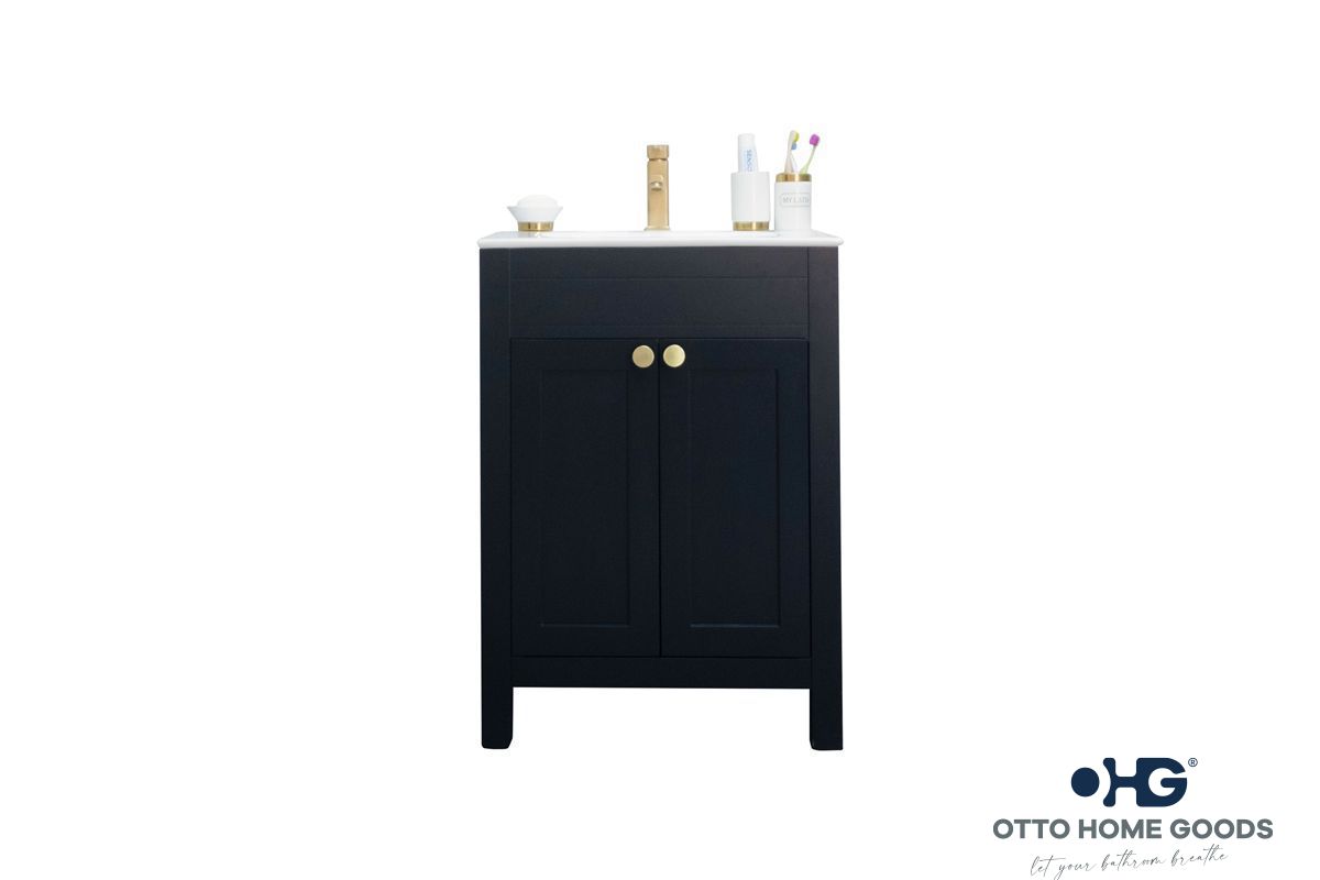 Aria 24" Black Bathroom Vanity with Integrated Porcelain Sink – Otto Home Goods