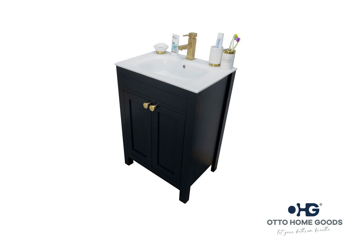 Aria 24" Black Bathroom Vanity with Integrated Porcelain Sink – Otto Home Goods