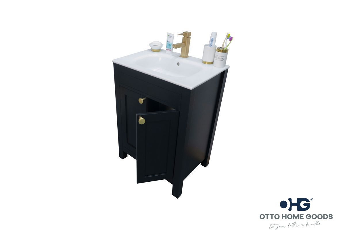 Aria 24" Black Bathroom Vanity with Integrated Porcelain Sink – Otto Home Goods