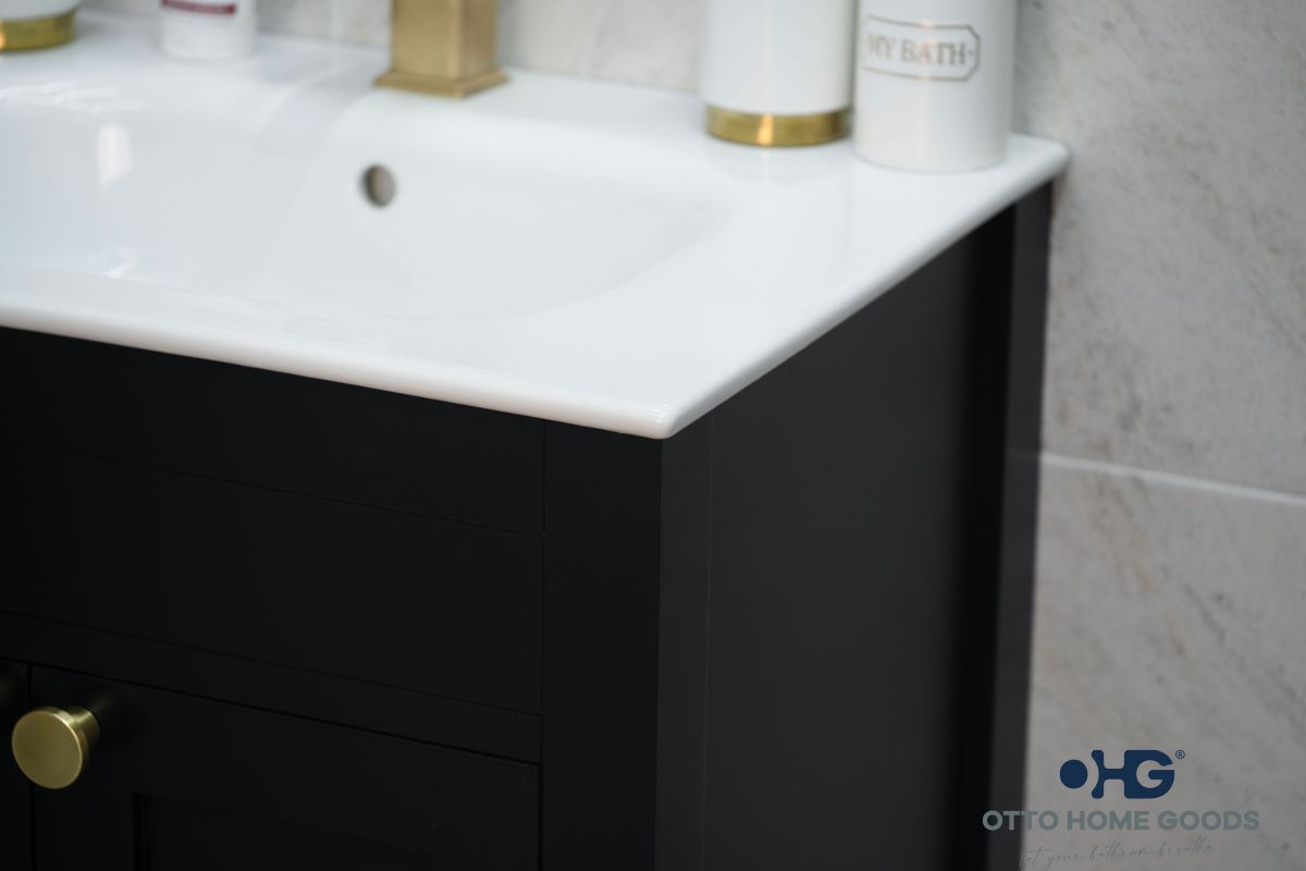 Aria 24" Black Bathroom Vanity with Integrated Porcelain Sink – Otto Home Goods