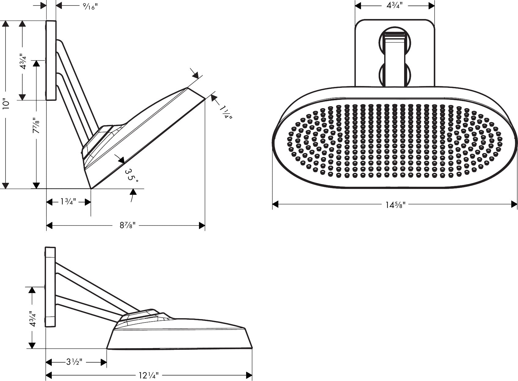 AXOR ShowerSphere Showerhead 370 2-Jet 2.5 GPM with Adjustable Showerarm