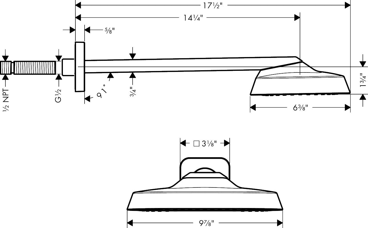 AXOR ShowerSphere Showerhead 250 1-Jet 1.75 GPM with Showerarm