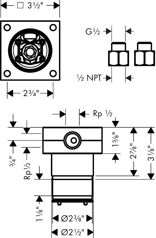 AXOR ShowerSphere Rough for Showerhead 2-Jet for Ceiling Connection