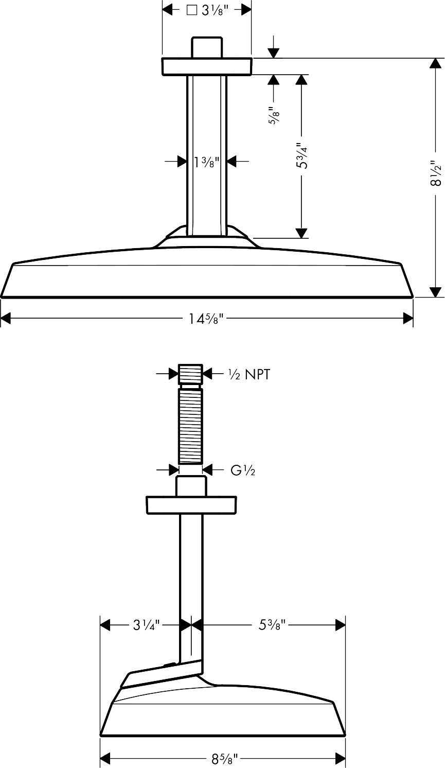 AXOR ShowerSphere Showerhead 370 1-Jet Ceiling Connection, 2.5 GPM