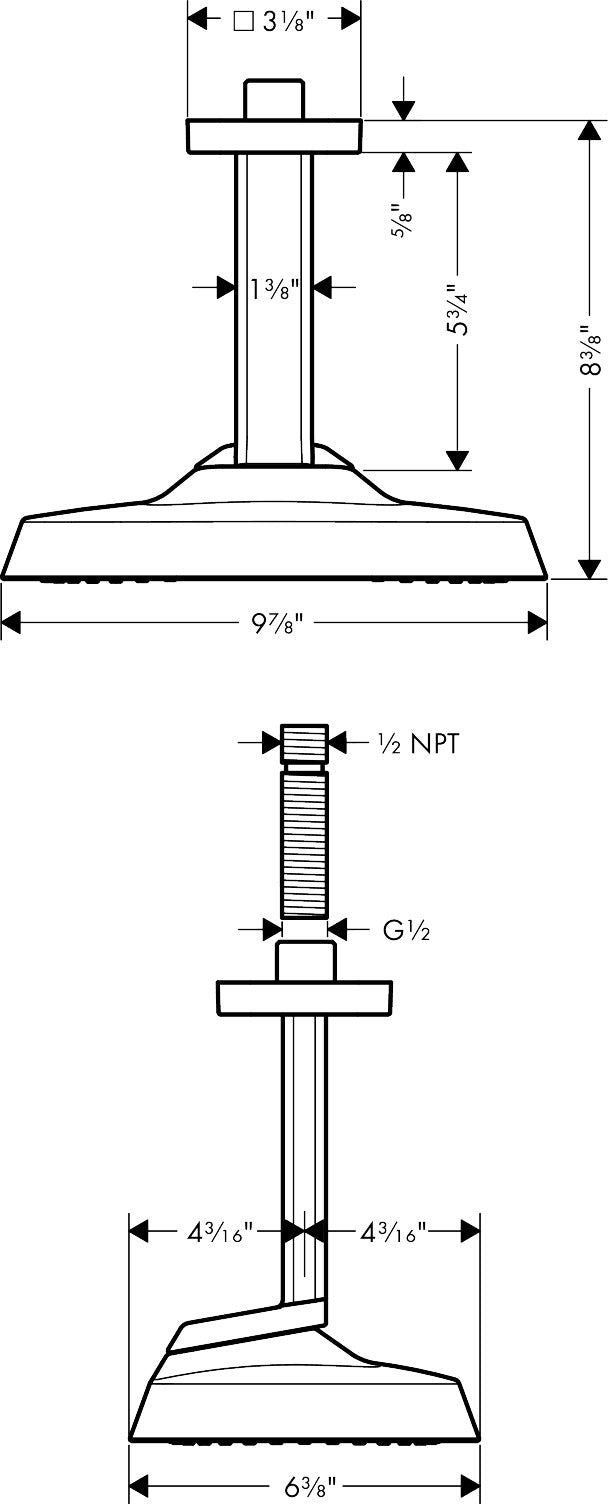 AXOR ShowerSphere Showerhead 250 1-Jet Ceiling Connection, 1.5 GPM