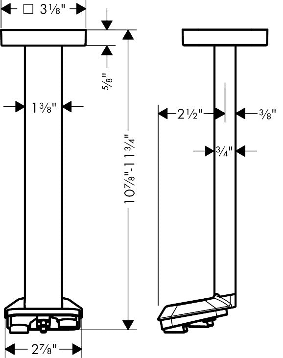 AXOR ShowerSphere Ceiling Extension Pipe for Showerhead 2-Jet, 12"