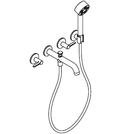 AXOR ONE 3-Hole Wall Mounted Tub Filler, with 1.75gpm Handshower, Lever Handle