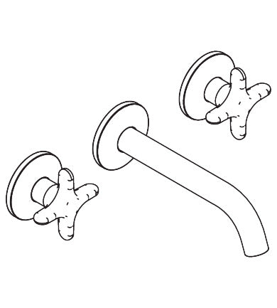 AXOR ONE Wall-Mounted Widespread Faucet 160- Cross Handles, 1.2 GPM