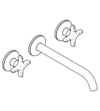 AXOR ONE Wall-Mounted Widespread Faucet 220- Cross Handles, 1.2 GPM