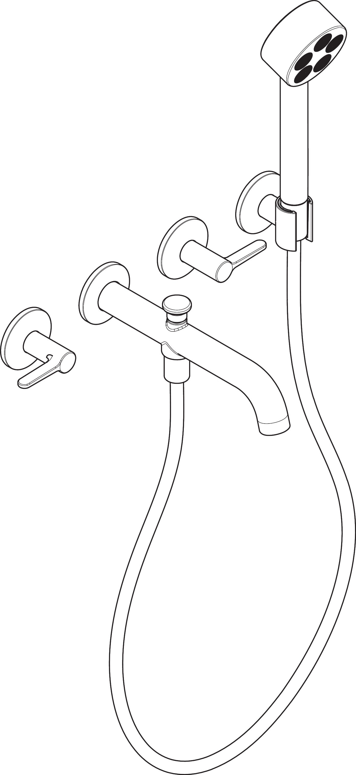AXOR ONE 3-Hole Wall Mounted Tub Filler, with 1.75gpm Handshower, Lever Handle