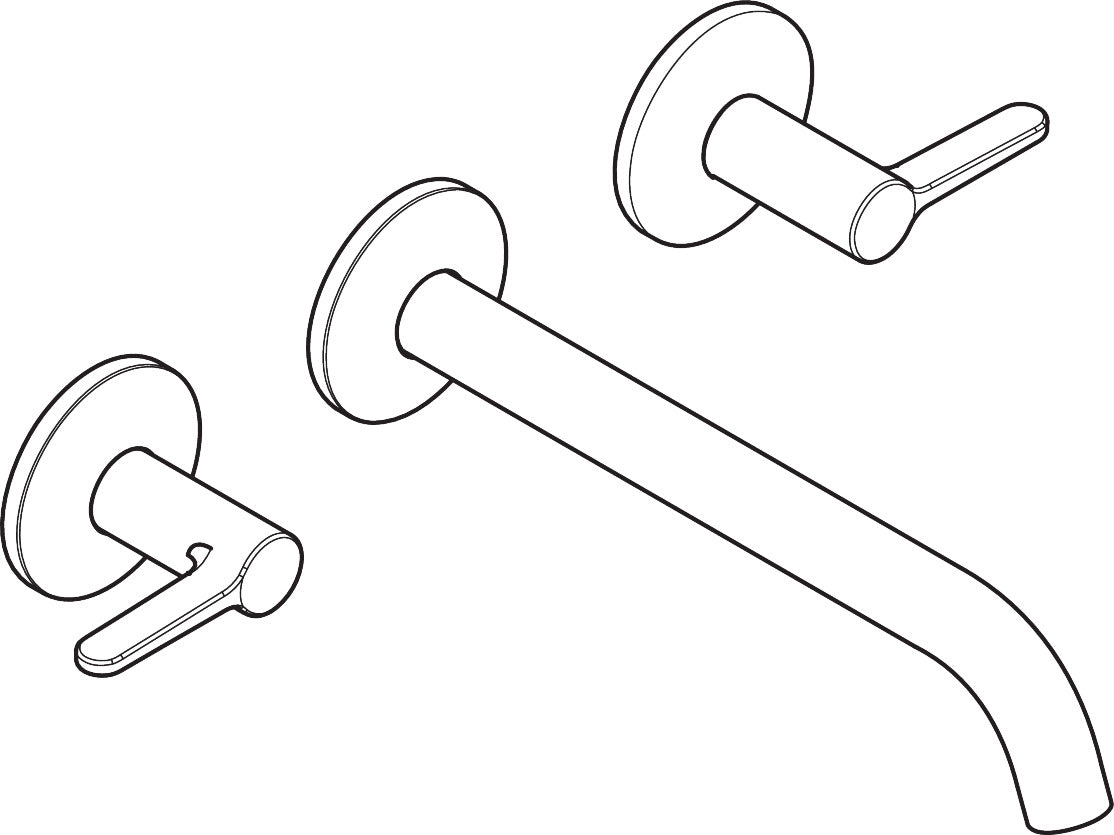 AXOR ONE 3-Hole Wall Mounted Tub Filler, 220 Lever Handle