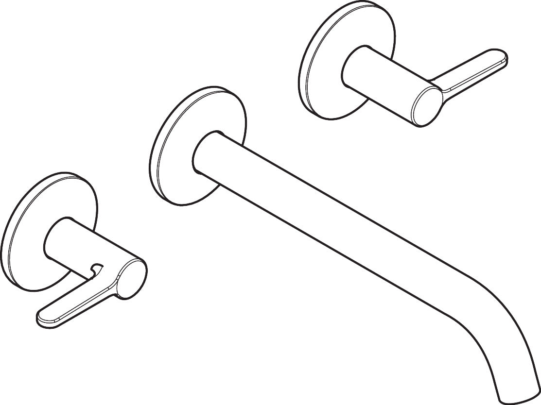 AXOR ONE Wall-Mounted Widespread Faucet 220- Lever Handles, 1.2 GPM