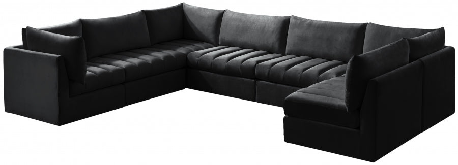Jacob 140" Velvet Upholstered 7pc. Modular Sectional