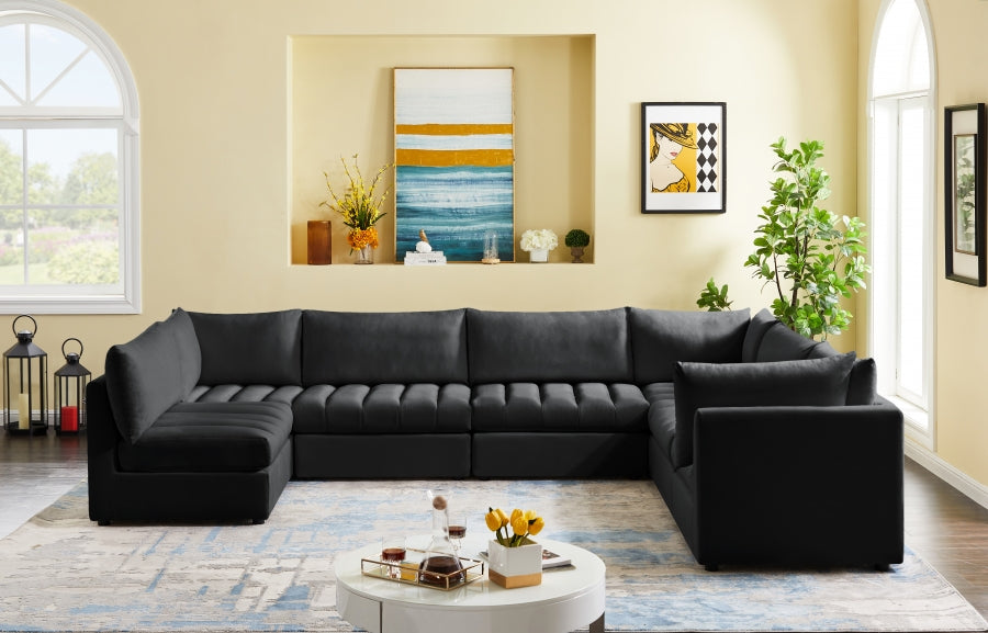Jacob 140" Velvet Upholstered 7pc. Modular Sectional