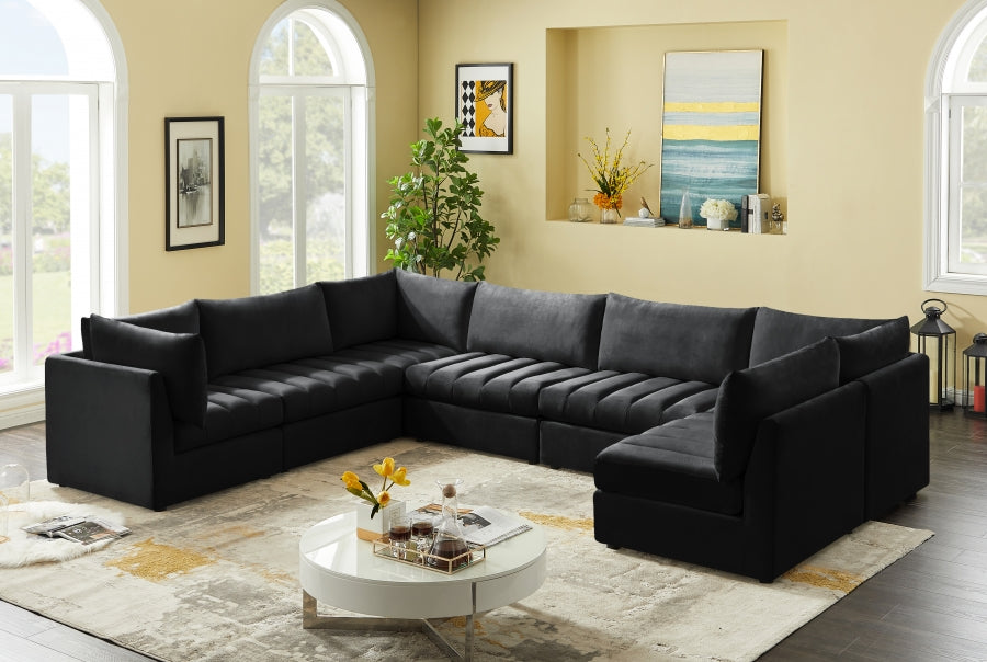 Jacob 140" Velvet Upholstered 7pc. Modular Sectional