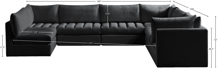 Jacob 140" Velvet Upholstered 7pc. Modular Sectional
