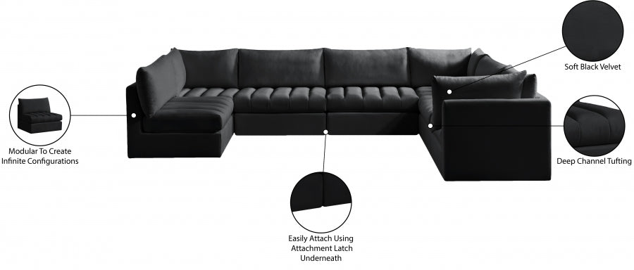 Jacob 140" Velvet Upholstered 7pc. Modular Sectional