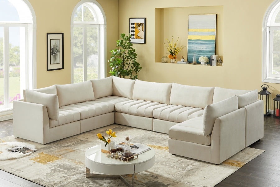 Jacob 140" Velvet Upholstered 7pc. Modular Sectional
