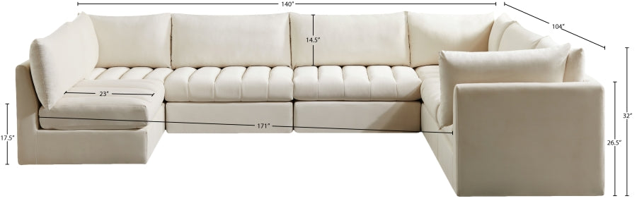 Jacob 140" Velvet Upholstered 7pc. Modular Sectional