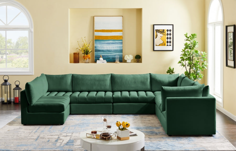 Jacob 140" Velvet Upholstered 7pc. Modular Sectional