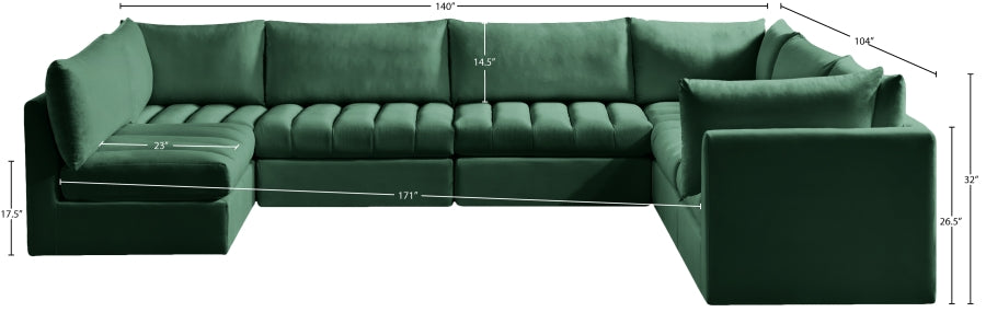 Jacob 140" Velvet Upholstered 7pc. Modular Sectional