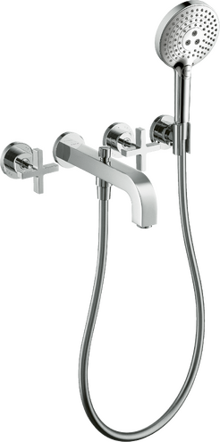 AXOR Citterio 3-Hole Wall-Mounted Tub Trim with Handshower, 1.75 GPM- Cross Handles