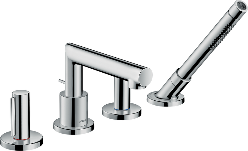 AXOR Uno 4-Hole Roman Tub Set Trim with Zero Handles and 1.75 GPM Handshower