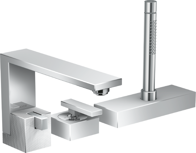 AXOR Edge 3-Hole Roman Tub Set Trim with 1.75 GPM Handshower - Diamond Cut