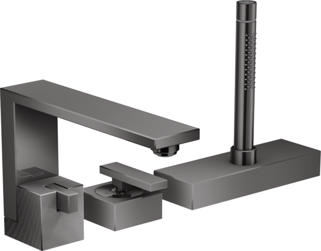 AXOR Edge 3-Hole Roman Tub Set Trim with 1.75 GPM Handshower - Diamond Cut