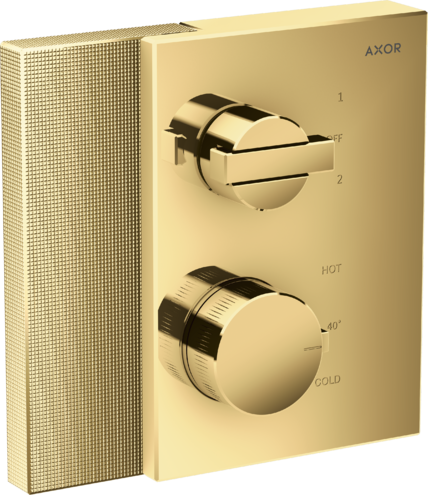 AXOR Edge Thermostatic Trim with Volume Control and Diverter - Diamond Cut