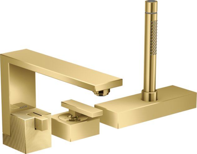 AXOR Edge 3-Hole Roman Tub Set Trim with 1.75 GPM Handshower - Diamond Cut