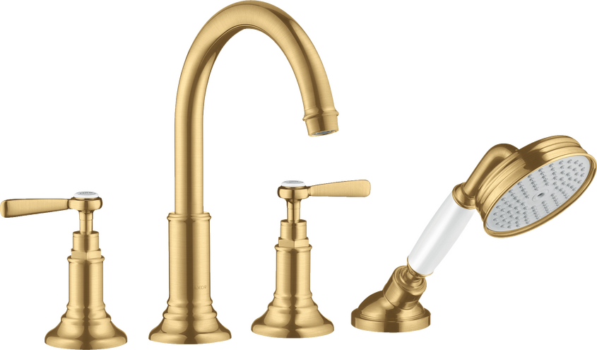 AXOR Montreux 4-Hole Roman Tub Set Trim with Lever Handles and 1.8 GPM Handshower