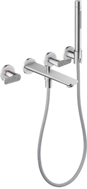 AXOR Citterio C 3-Hole Wall-Mounted Tub Filler with 1.75 GPM Handshower and Holder- Cubic Cut