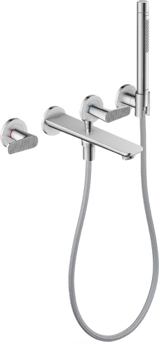 AXOR Citterio C 3-Hole Wall-Mounted Tub Filler with 1.75 GPM Handshower and Holder- Cubic Cut