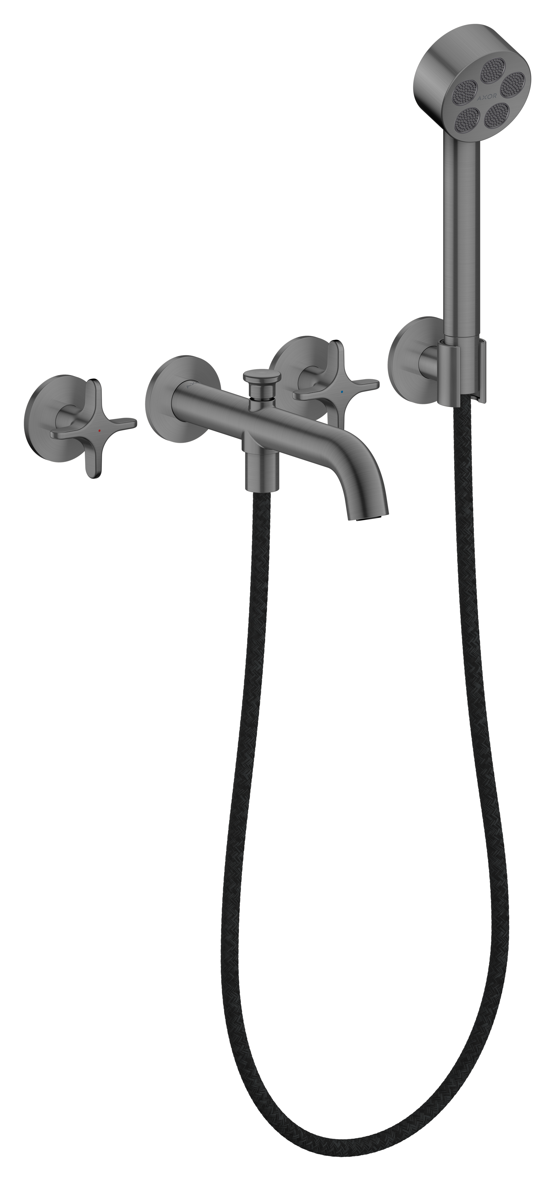 AXOR ONE 3-Hole Wall Mounted Tub Filler, with 1.75gpm Handshower, Cross Handle